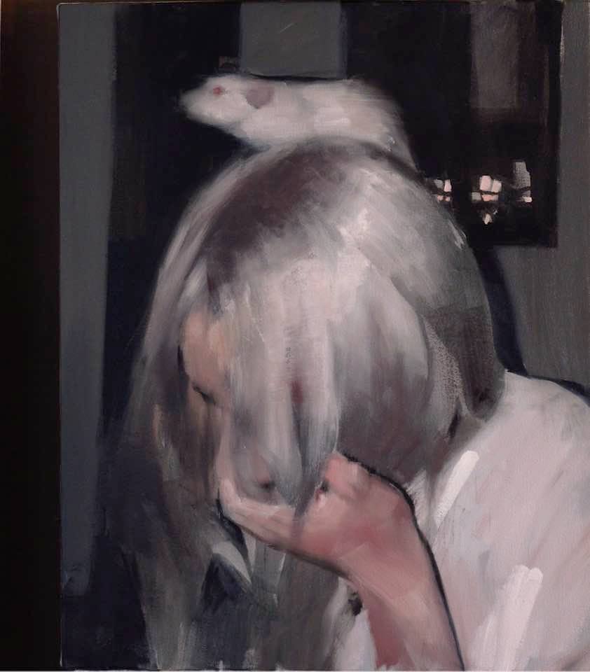 Girl With White Rat - Mark Tennant